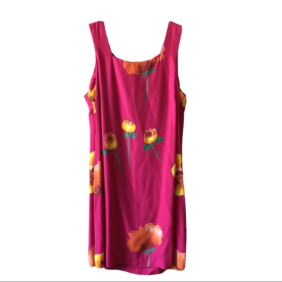 XOXO Dresses & Skirts - Vintage Magenta Fuchsia Pink Floral Square Neck Tank Dress
